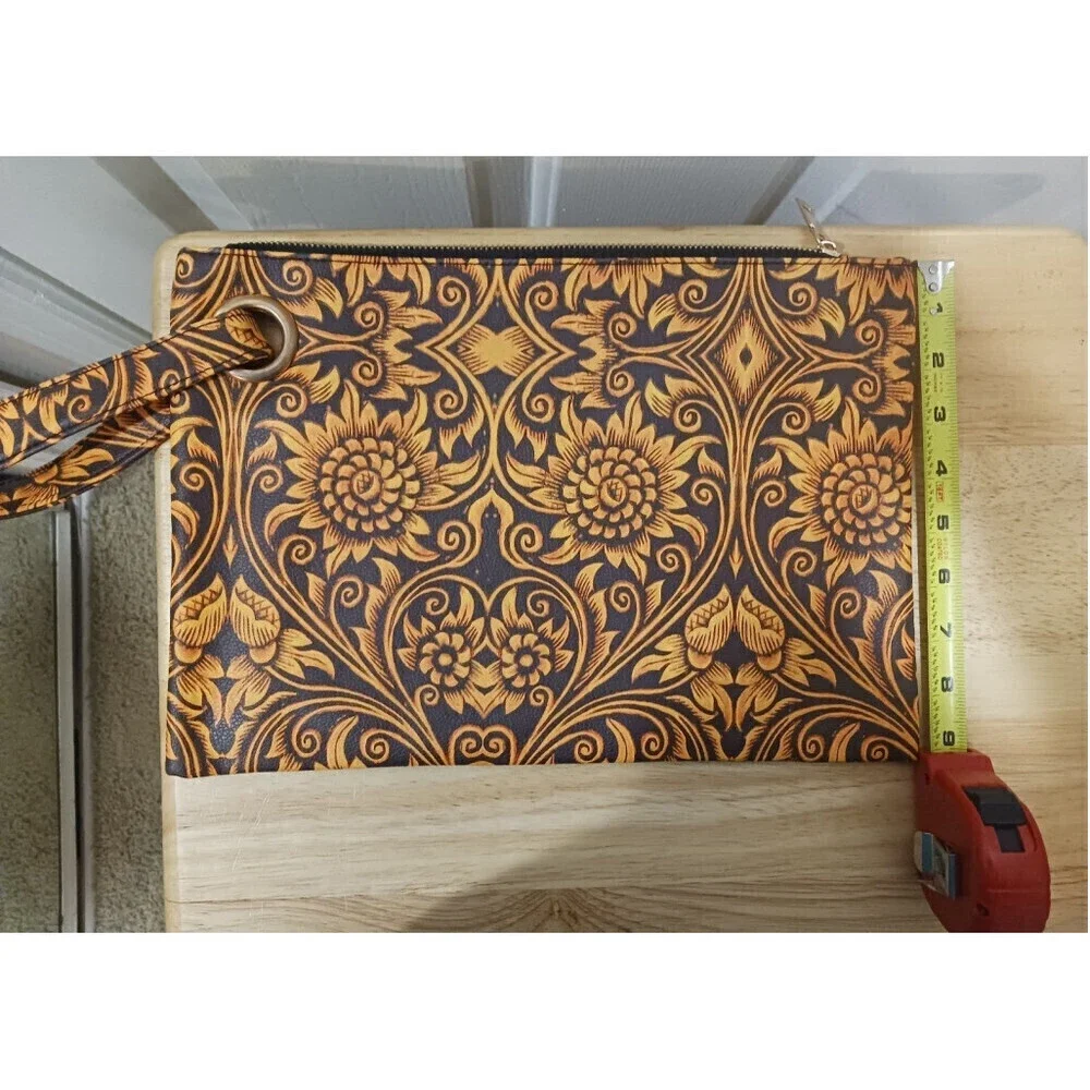 Sunflower Pattern Clutch Bag In Yellowish Red